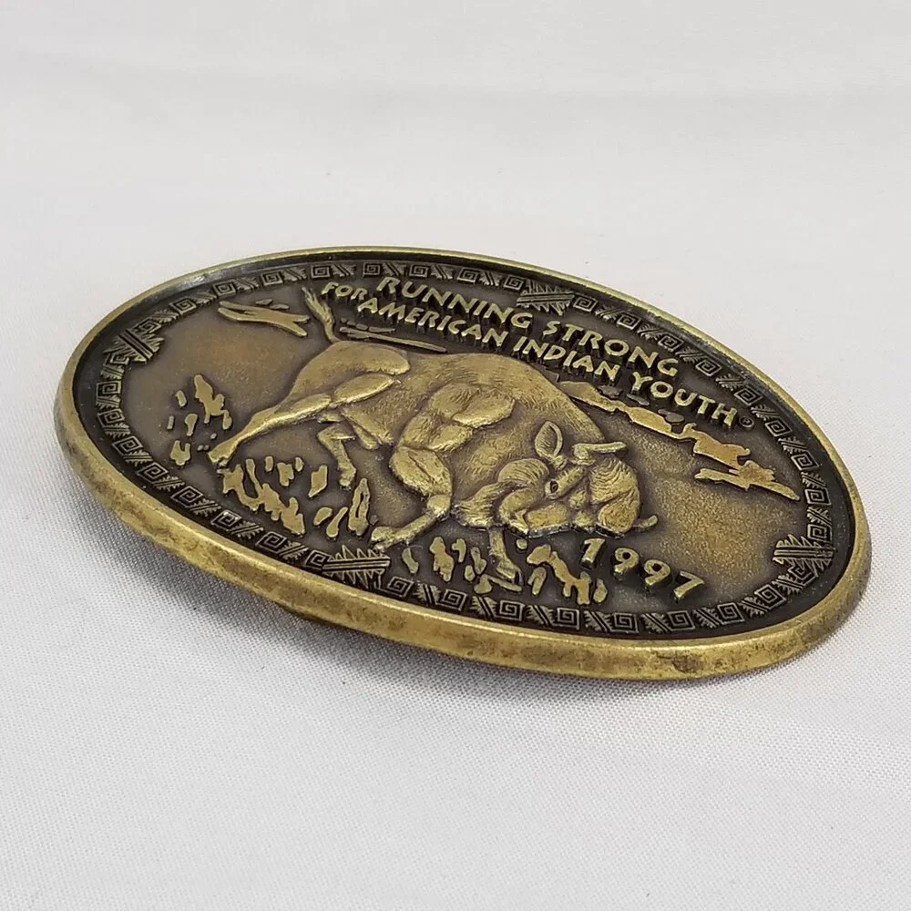 Belt Buckle 1977 Buffalo Running Strong For American Indian Youth Native America